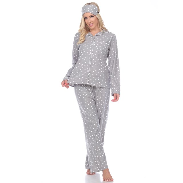White Mark Pyjama Trois Pièces à Boutons pour Femme