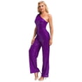 thumbnail image 1 of inlzdz Combinaison Sans Manches pour Femmes une Épaule Robe de Soirée à Sequins Robe de Soirée Violet 3TG, 1 of 7