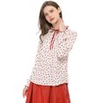 thumbnail image 3 of INSPIRE CHIC Blouse à Col à Volants Noué pour Femme Manches Longues Hauts L Beige Cœurs Rouges, 3 of 8