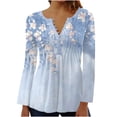 thumbnail image 1 of DPTALR Women Summer Sexy Fold Printed Regular Women Long Sleeves V Neck Button, 1 of 2