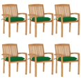 thumbnail image 1 of vidaXL Stacking Garden Chairs with Cushions 6 pcs Solid Teak Wood, 1 of 5