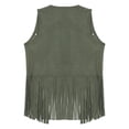 thumbnail image 4 of Sxiwei Gilet Sans Manches en Faux Suède à Franges avec Rivets, Ouvert à l'Avant, Style Cowboy pour Homme, Vert Armée, m, 4 of 5