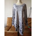 thumbnail image 2 of BJYX T-shirt Femme en Maille Imprimée Florale Ourlet Irrégulier Tunique Pull Manches Longues Col Rond Blouses, 2 of 5