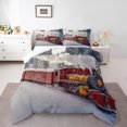 thumbnail image 1 of Erosebridal Red Retro Train Comforter Sets Full Size, White Snow Comforters & Duvets, Reversible 3pcs, 1 of 6