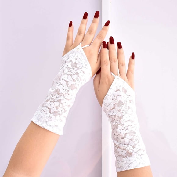 TINZ Lace Fingerless Gloves White Short Bride Wedding Gloves Floral Bridal Gloves For Women Women Gloves Gloves Mittens Women Gloves Mittens Women Cold Weather