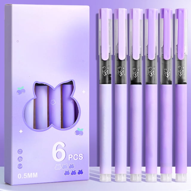 TopLLC Home Office Furniture Straight Liquid Ballpoint Pen Macaroon Color Sign Pen 0.5mm High Capacity Black Water Pen Student Exam Fast Drying Pen Plastic Boxed Sign Pens