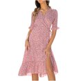 thumbnail image 1 of Chaussures Habillées pour Femmes Mode Décontractée Col en V Chiffon Floral Boho Plage Manches Courtes Robe Manches Courtes Robe Boho Plage Robe Courte Boho Sandales Mode pour Femmes, 1 of 6