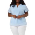 thumbnail image 1 of Agnes Orinda Women's Plus Size Tops Swiss Dots Short Sleeve Notched Neck Spring Summer Blouses 4X Blue, 1 of 6