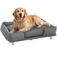 thumbnail image 1 of PawHut Elevated Washable Dog Sofa for Large Dogs, Dark Grey, 1 of 10