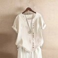 thumbnail image 3 of WEIYLL Tshirts Shirts for Women Plus Size Linen Loose Tunic Breathable Boho Solid Beige Tee Sizes XXXL, 3 of 3
