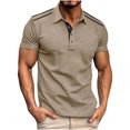 thumbnail image 1 of Styesk T Shirts for Man Fashion Solid Color Leisure Versatile Motion Button T-shirt Lapel Top, 1 of 5