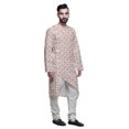 thumbnail image 2 of Atasi Indian Asymmetric Party Wear Kurta With White Churidar Pajama Set For Men, 2 of 3