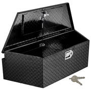 Kojooin Trailer Tongue Box - 33/39 Inch Heavy Duty Aluminum Diamond Plate Tongue Box Tool Chest, Tuckbed Toolbox Storage with Lock & Keys