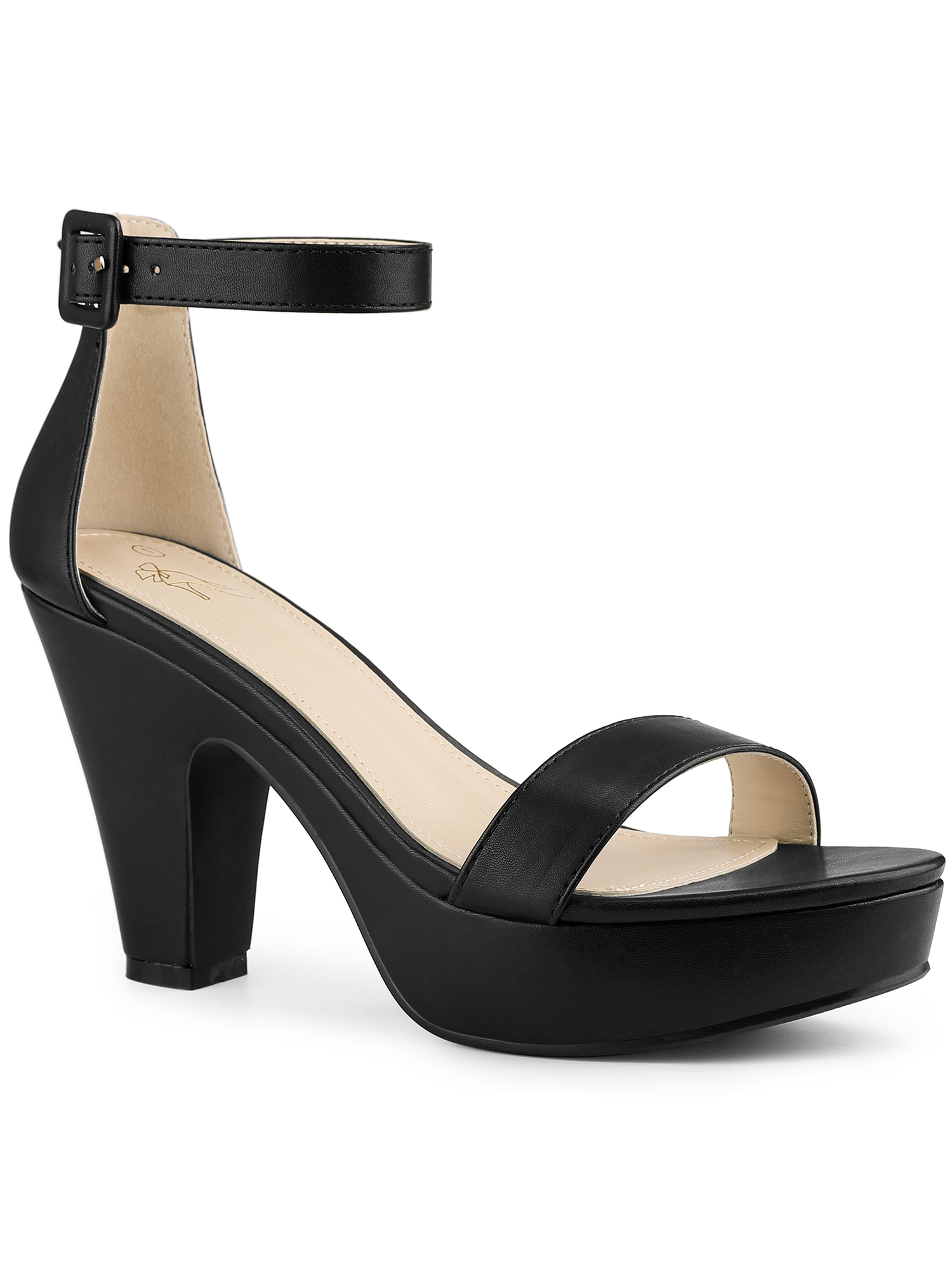 BLISSFUL STEP Sandales à Plateforme à Talon Épais pour Femmes Noir 8,5