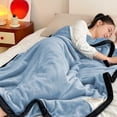 thumbnail image 3 of Matoen12 Solid Color Flannel Blankets for All Season, Polyester Soft Throw Blanket Lightweight Air Conditioning Quilt for Nap Sleep, Modern Style Home Decor Ideal for Gift, 40"x55", 1PC, Blue, 3 of 8
