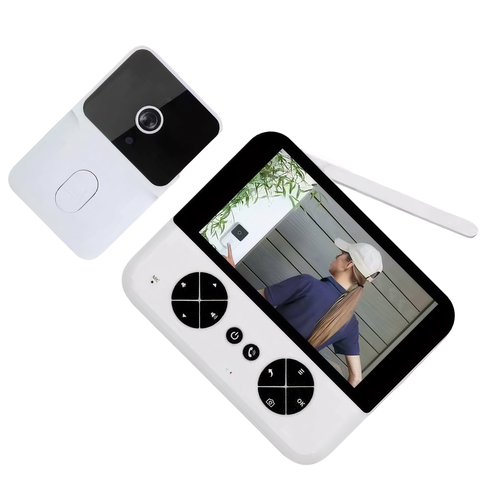 QualitChoice Two-Way Talk Wireless Video Doorbell With Infrared Night Viewing Doorbell With Camera Wifi Wireless white