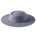 thumbnail image 2 of Female Hat Solid Color Flat-Top Cap Blower Hat Woolen Cap Fedoras, 2 of 5