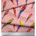 thumbnail image 3 of Soimoi Pink Moss Georgette Fabric Macaw Parrot Bird Decor Fabric Printed Yard 44 Inch Wide, 3 of 3
