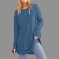 thumbnail image 2 of Kvture Tuniques à Manches Longues d'Automne pour Femmes, Décontractées, avec Trou pour le Pouce, Chemises Longues, Coupe Ample, Col Ras du Cou, Ourlet Arrondi, Blouse pour Porter avec des Leggings, Basique, Couleur Unie, Chemises Grande Taille, 2 of 6