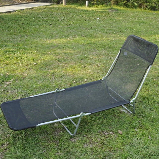Outsunny Chaise longue inclinable avec abat-jour
