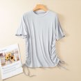 thumbnail image 2 of Birdeem Womens Solid Round Neck Threaded Cotton Slim Fitting Drawstring Top Short Sleeved Round Neck Top/Shirt, 2 of 12