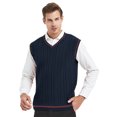 thumbnail image 2 of TOPTIE Men's 100% Cotton Knit Sweater Vest, V Neck Cable Pattern, 2 of 9