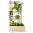 thumbnail image 1 of Outsunny Wood Planter with Trellis Privacy Screen Narural Wood, 1 of 9