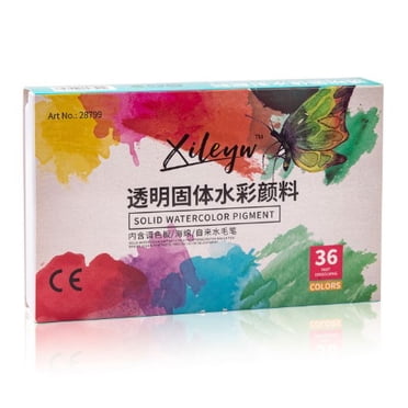 Solid Watercolor Paint Set with Watercolour Brush Bright Color Pigment Set Art Supplies Color:36 color