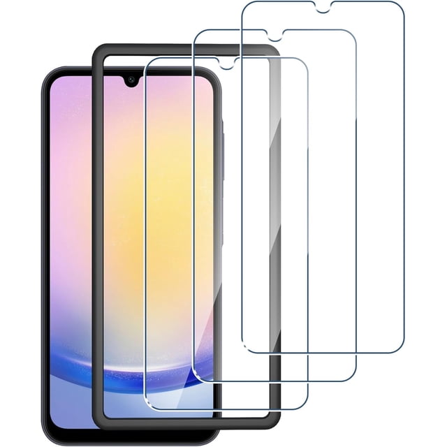 KOMI 3 Pack for Samsung Galaxy A25 5G Screen Protector, Tempered Glass HD Clear 9H Hardness Protector Film for Galaxy A25 5G, Anti Scratch Bubble Free Easy Install Case Friendly