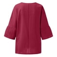 thumbnail image 5 of Dealovy Plus Size Shirts for Women 3/4 Sleeve Notch V Neck Cotton Linen Tops Summer Solid Color Tees, 5 of 5