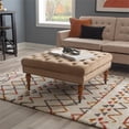 thumbnail image 2 of Linon Isabelle Square Tufted Upholstered Ottoman Wood Legs in Soft Tan Fabric, 2 of 6