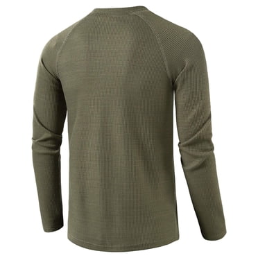 Fankiway Men'S Loose Long-Sleeved T-Shirt Round Neck Solid Color Bottoming Shirt