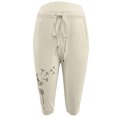 thumbnail image 2 of Lroveb Capri Pants for Women Drawstring Workout Summer Pants Solid Color Sports Yoga High Waist Draw Rope Pants Mid Long Length Trousers Beige, 2 of 3