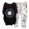 thumbnail image 2 of Mikilon Vêtements de Détente Confortables pour Femmes Ensemble 2 Pcs Imprimé Décontracté Manches Moyennes Col Rond + Pantalon Noir-B m, 2 of 4