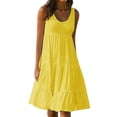 thumbnail image 1 of AherBiu Robes d'Été Grande Taille pour Femmes 2024 Tenue de Plage Boho Robe Midi Été à Volants Superposés Fluide Robes Débardeur, 1 of 6