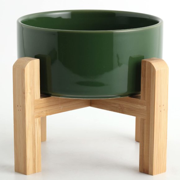 Petygooing Bol en Céramique Surélevé/élevé 28 Oz pour Chiens de Petites et Moyennes Races Bol d'Alimentation Antidérapant en Caoutchouc pour Petits et Moyens Chiens (3.6 Tasses) Vert Rouille