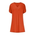 thumbnail image 4 of Ovzne Robes d'Été pour Femmes Robe Femme Couleur Unie Manches Courtes Col en V Plissé Manches Chauve-Souris Robe Femme Manches Courtes Liquidation, 4 of 6