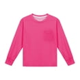 thumbnail image 4 of Cowsor Girl's Crew Neck Solid Color Sweatshirts with No Hood Casual Color Block Long Sleeve Pullover Tops, 4 of 7