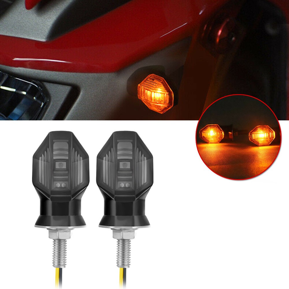 2x Universel Moto Mini LED Ambre Clignotants Clignotants Clignotants de Vélo