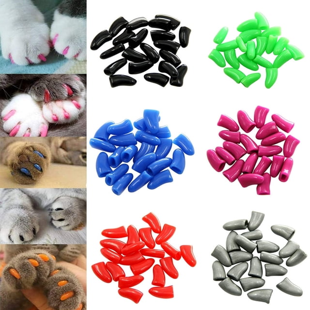 CNKOO 20 Pcs Embouts d'Ongles pour Chat Colorés, Couvre-Ongles Doux pour Griffes de Chat Colorées (Orange P)
