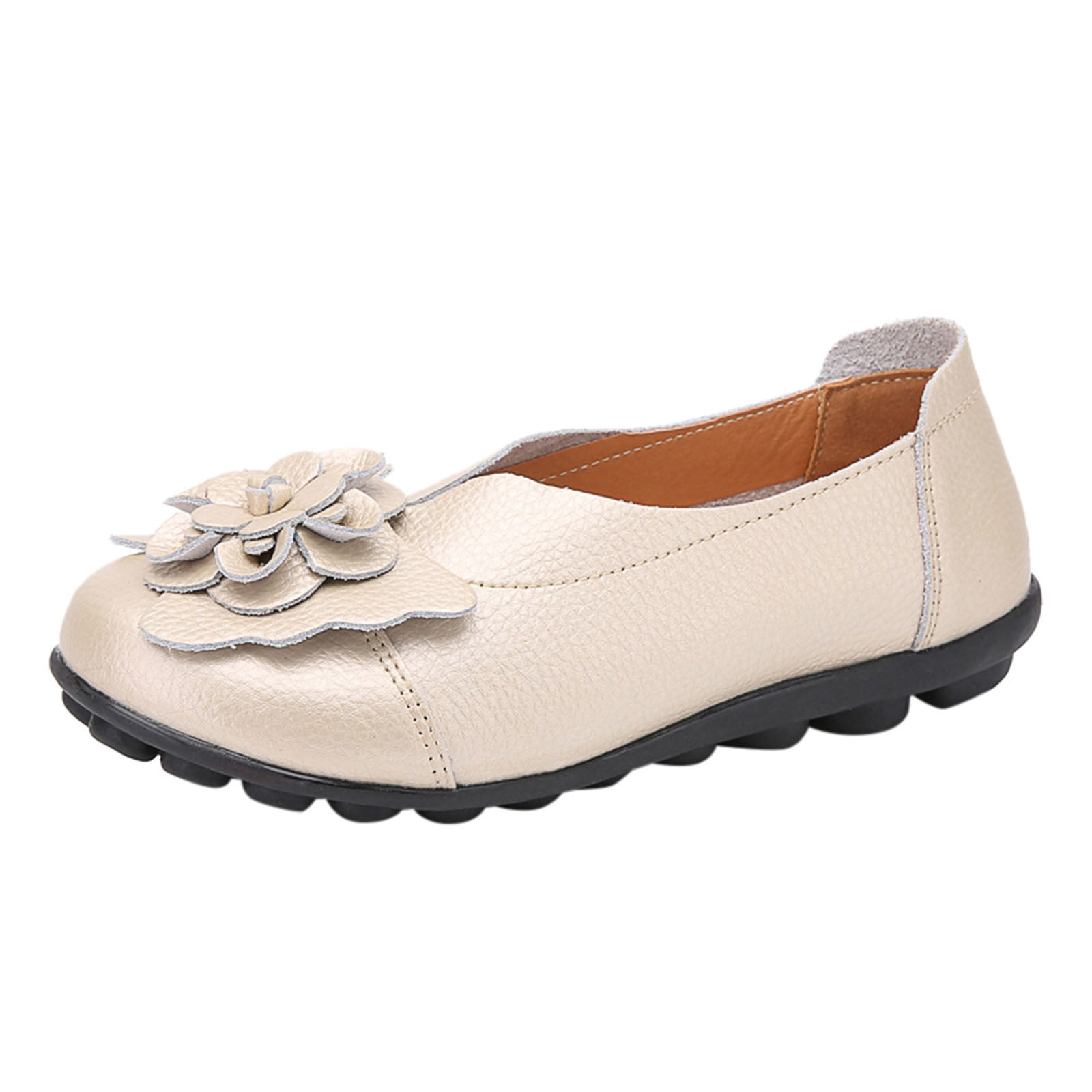 B91xZ Chaussures Mocassins à Enfiler pour Femmes Habillées Confortables Ballerines Chaussures Plates de Travail Ballerines Bout Rond Chaussures Habillées, Or 7