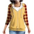 thumbnail image 1 of Chbgutlmr Sweatshirt for Women Raglan Long Sleeve Casual Plaid Jackets Drawstring Zip up Hoodies Pockets, 1 of 8
