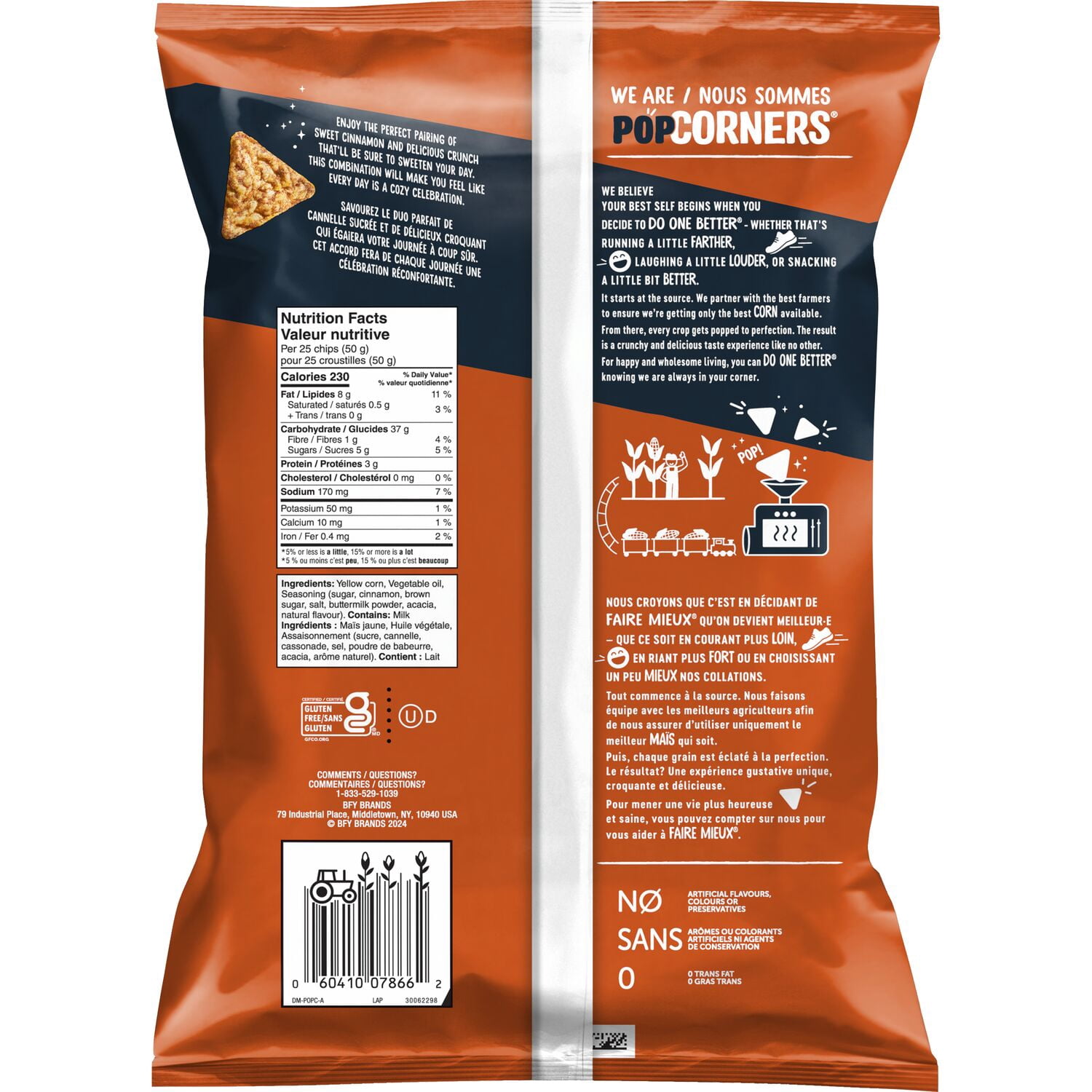 PopCorners croustilles de maïs soufflé aromatisées Cannelle croquante.