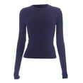 thumbnail image 4 of T-Shirts pour Femmes à Manches Longues T-Shirt à Manches Longues pour Femmes Chandail de Course Col Montant Chandails pour Femmes Col Rond Crop Top Hauts pour Femmes Spandex T-Shirt pour Dames Hauts T-Shirt Basique Uni Coton pour Femmes Long, 4 of 5