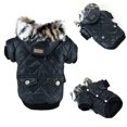 thumbnail image 1 of Dog Faux Pockets Hooded Jacket Warm Winter Coat Snowsuit For Small Dog, 1 of 6