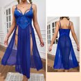 thumbnail image 1 of LSLJS Pyjama Aguichant en Dentelle à Décolleté Profond en Mesh pour Femmes, Jupe à Fente Latérale, Robe de Maison Longue, Ensemble de Pyjama pour Femmes, Robe de Pyjama pour Femmes, 1 of 5