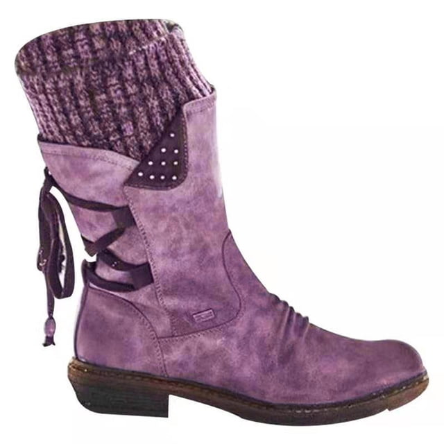 CEHVOM Autumn And Winter New Woolen Yarn Snow Boots Back Strap Plus Size Boots Women