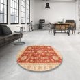 thumbnail image 3 of Ahgly Company Tapis d'Intérieur Carrés Abstraits Orange Rouge de Style Oriental, 8 Pieds Carré, 3 of 6