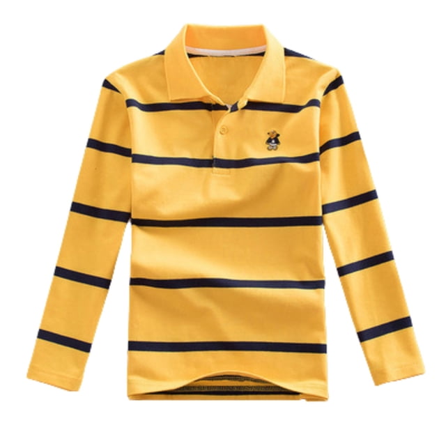 Enfants Polo pour Garçons Chemise à Rayures Chemises d'Uniforme pour Garçons Polo à Manches Courtes Chemise de Rugby Boutonnée Tenue pour Garçons 11-12 Ans