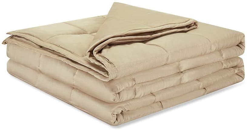 Weighted Blanket for Kids and Adults with Anxiety Sensory Cotton Better Sleep - 60"*80" 15lbs Beige
